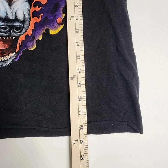 Harley Davidson 1996 Wolf Flames Shirt No Boundaries Size Large CUT NECK AND HEM - Picture 9 of 10